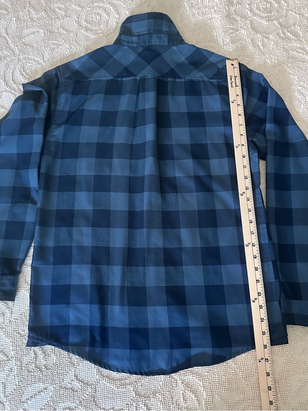 Fox Buffalo Check Slate Blue Snap-Down Everyday Long Sleeve Flannel Shirt-Med - Picture 4 of 9